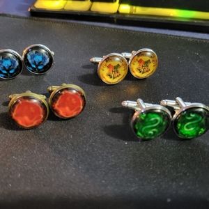 Lot of Harry Potter Cufflinks - Hogwarts - Ravenclaw - Slitherin - Gryffindor